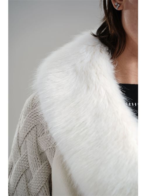 Cappotto con ecopelliccia Love To Love by Gai Mattiolo | LV2153PANNA